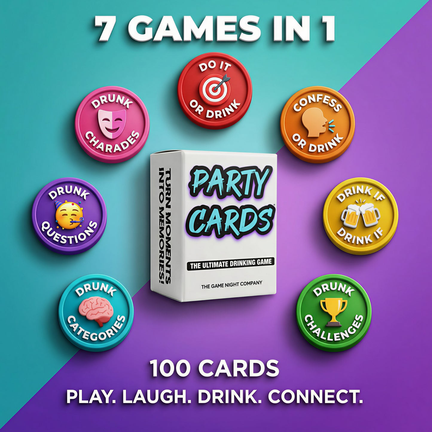 Party Cards - Viral 7-in-1 Drinking Game For Parties, Friends & Adults